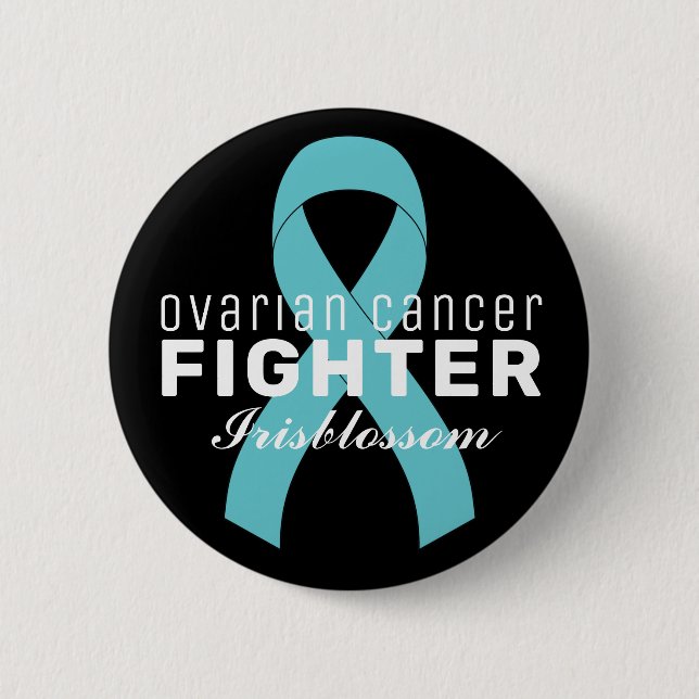 Ovarian Cancer Ribbon Black Button (Front)