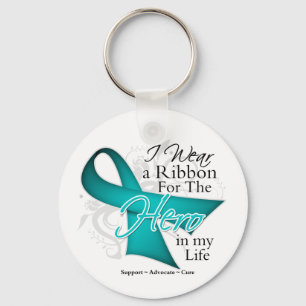 Ovarian Cancer Ribbon Hero in My Life Key Ring