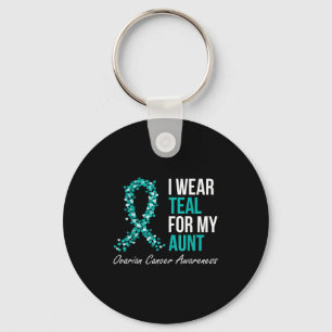 Ovarian Cancer Ribbon I Wear Teal For My Aunt Supp Key Ring