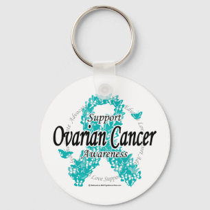 Ovarian Cancer Ribbon of Butterflies Key Ring