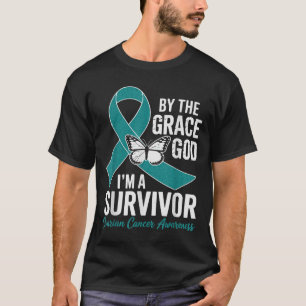 Ovarian Cancer Survivor By The Grace Of God Teal G T-Shirt