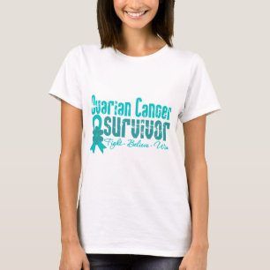 Ovarian Cancer Survivor Flower Ribbon T-Shirt