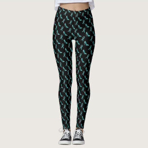 Ovarian Cancer Teal Awareness Ribbon and High Heel Leggings