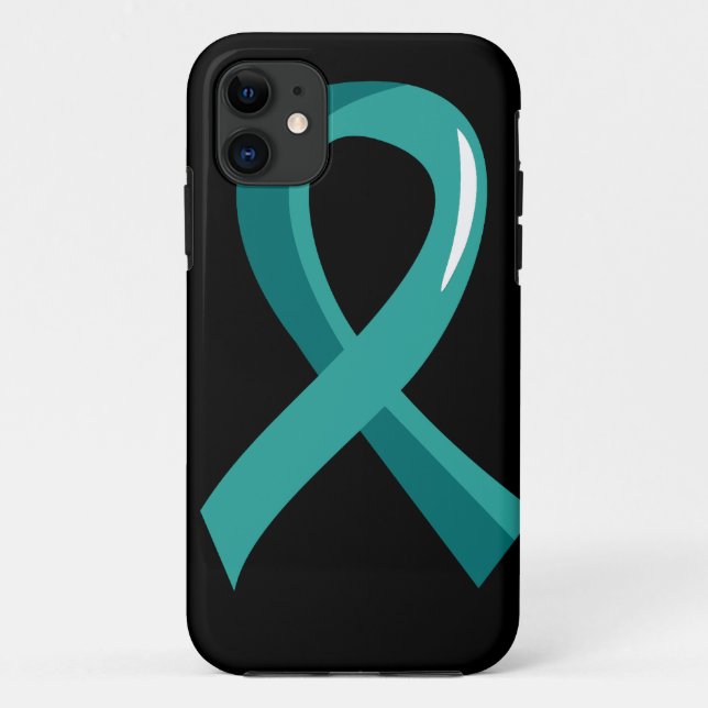Ovarian Cancer Teal Ribbon 3 Case-Mate iPhone Case (Back)