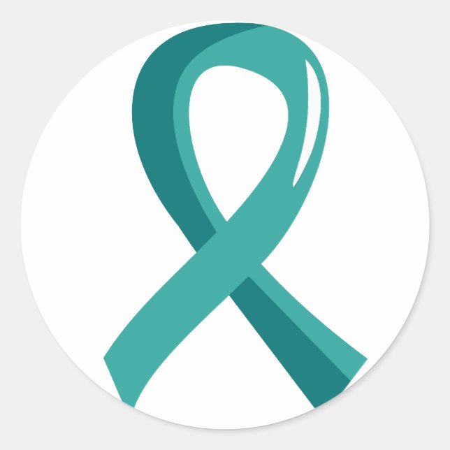 Ovarian Cancer Teal Ribbon 3 Classic Round Sticker (Front)
