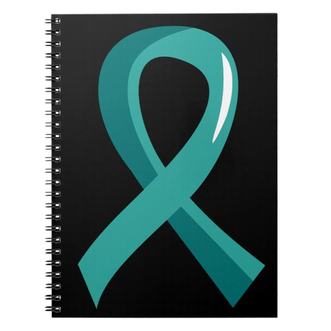 Ovarian Cancer Teal Ribbon 3 Notebook (Front)