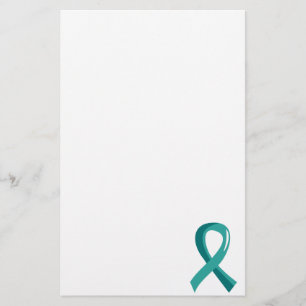 Ovarian Cancer Teal Ribbon 3 Stationery