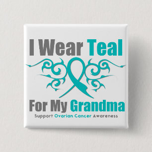 Ovarian Cancer Teal Tribal Ribbon Grandma 15 Cm Square Badge