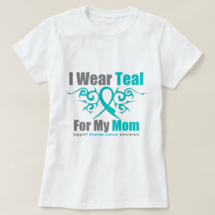 Ovarian Cancer Teal Tribal Ribbon Mum T-Shirt