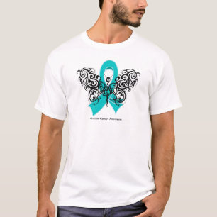 Ovarian Cancer Tribal Butterfly Ribbon T-Shirt