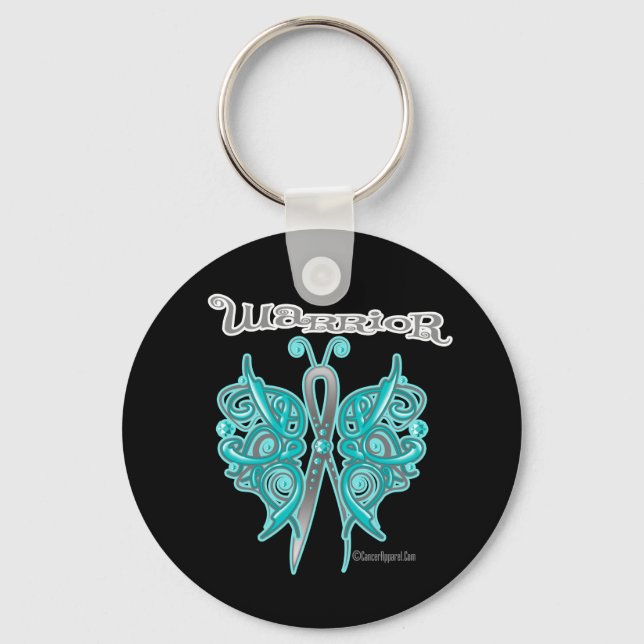 Ovarian Cancer Warrior Celtic Butterfly Key Ring (Front)