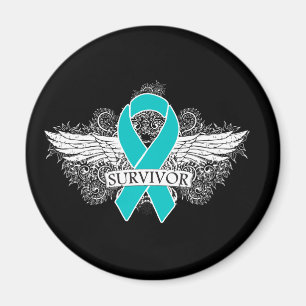 Ovarian Cancer Winged SURVIVOR Ribbon Magnet
