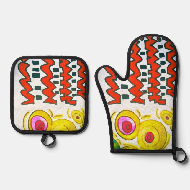 OVEN AND MITT HOLDER OVEN MITT & POT HOLDER SET (Front)