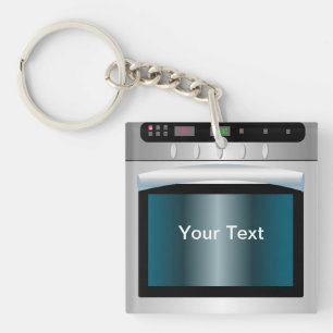 Oven graphic with personalised text key ring