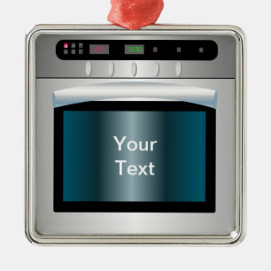 Oven graphic with personalised text metal tree decoration
