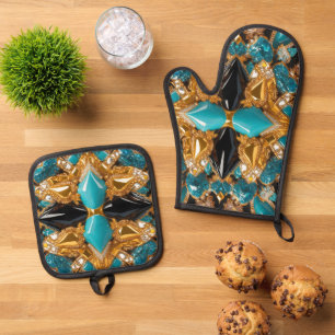 Oven Mitt and Pot Holders, Bahamas Colours Oven Mitt & Pot Holder Set
