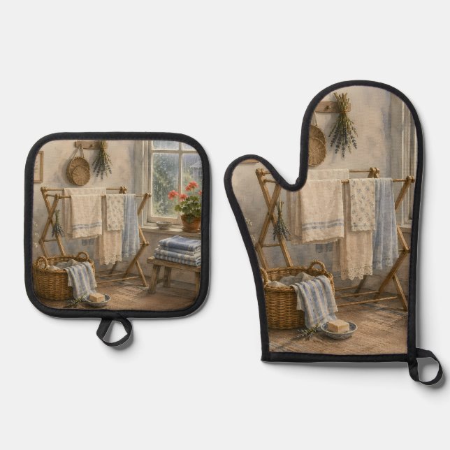Oven Mitt and Pot Holders Oven Mitt & Pot Holder Set (Front)