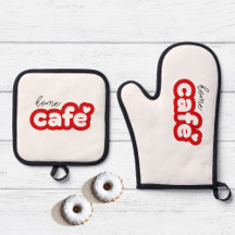 Oven Mitt and Pot Holders Set with Lettering