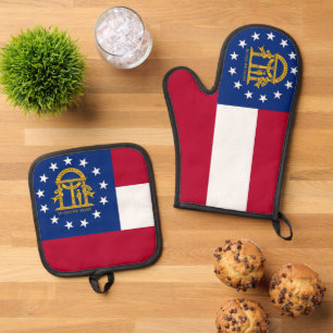 Oven Mitt and Pot Holders with flag of Georgia, US Oven Mitt & Pot Holder Set