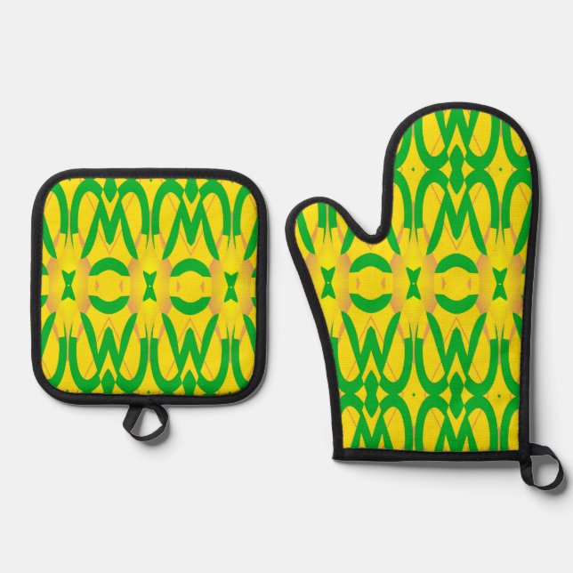 Oven Mitt & Pot Holder, A classic fabric pattern  Holder Set (Front)