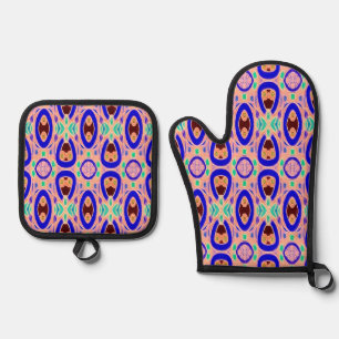 Oven Mitt & Pot Holder, A classic fabric pattern Holder Set