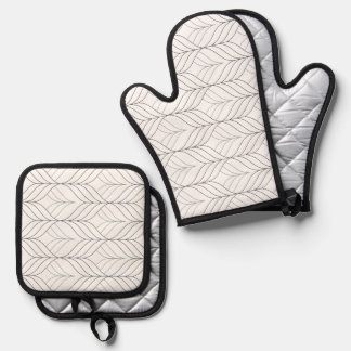 Oven Mitt & Pot Holder Abstract Flower Set