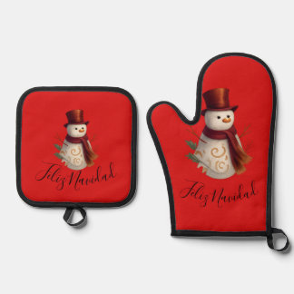 Oven Mitt & Pot Holder Set - Feliz Navidad