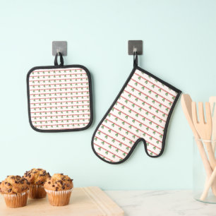 Oven Mitt & Pot Holders Cactus Orange Flowers Holder Set