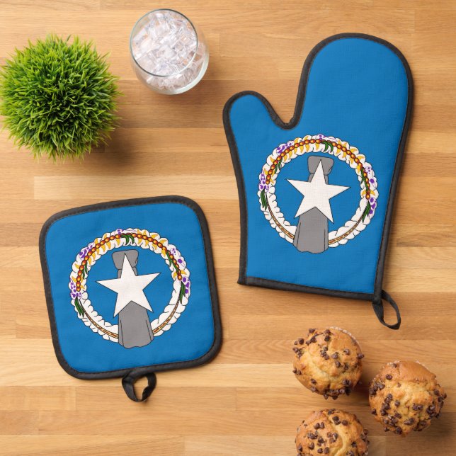 Oven Mitt, Pot Holders, flag of Northern Mariana Oven Mitt & Pot Holder Set (Top Down)
