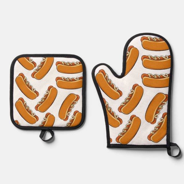 Oven Mitt & Pot Holders Hotdogs Holder Set (Front)