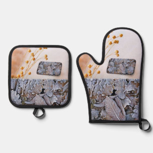 Oven Mitt & Pot Holders Leaves Holder Set
