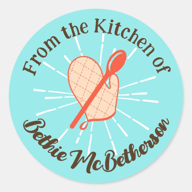 Oven mitts wooden spoons cooking baking stickers (Front)