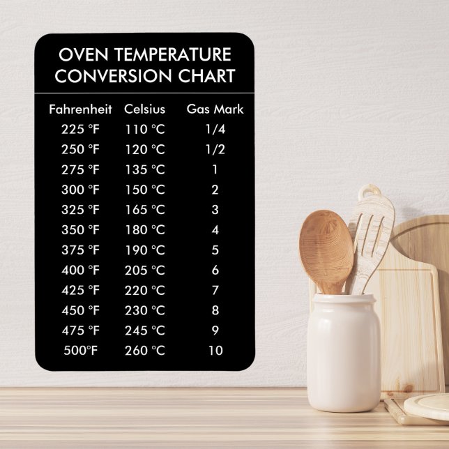 oven temperature conversion chart black and white magnet (conversion chart celsius Fahrenheit gift for cook gift for baker kitchen gift idea)