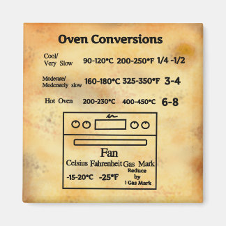 Oven temperature conversion chart magnet