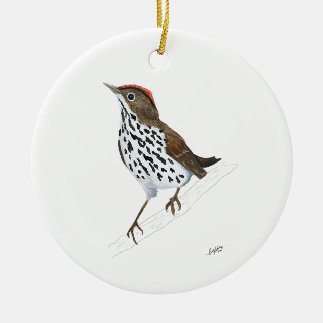 Ovenbird Ceramic Ornament (Front)