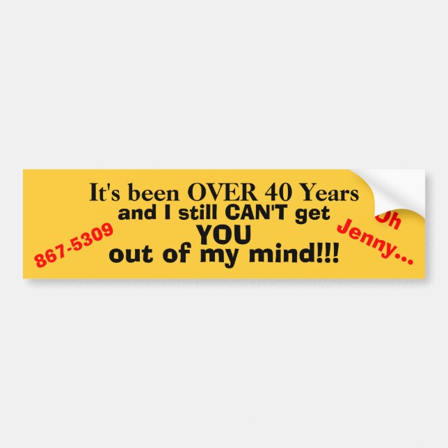 Over 40 Years Retro Generic 867-5309 80s Bumper Sticker (Front)