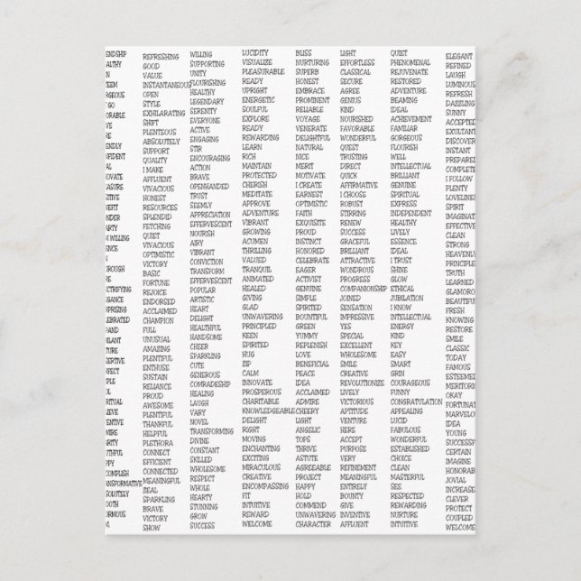 Over 600 Positive Words! Postcard (Front)