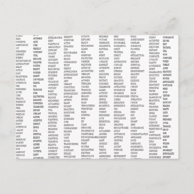 Over 600 Positive Words! Postcard (Front)