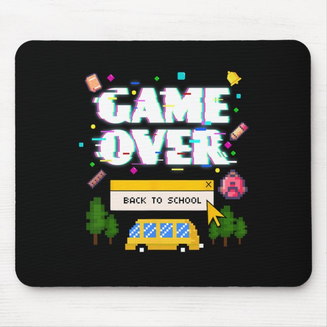 Over Back To School Funny Retro Gamer Teacher Stud Mouse Pad (Front)