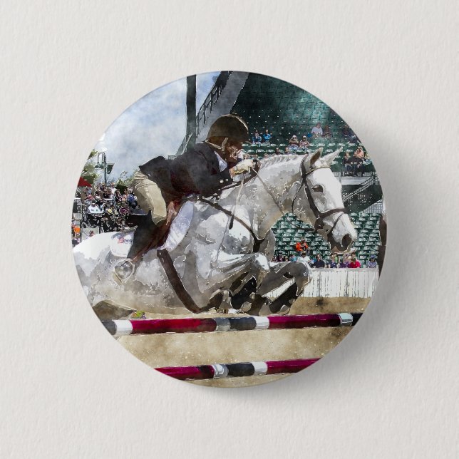 Over Easy Hunter Jumper Show Jumping 6 Cm Round Badge (Front)