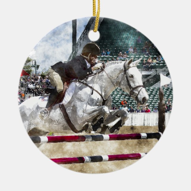 Over Easy Hunter Jumper Show Jumping Ceramic Ornament (Front)