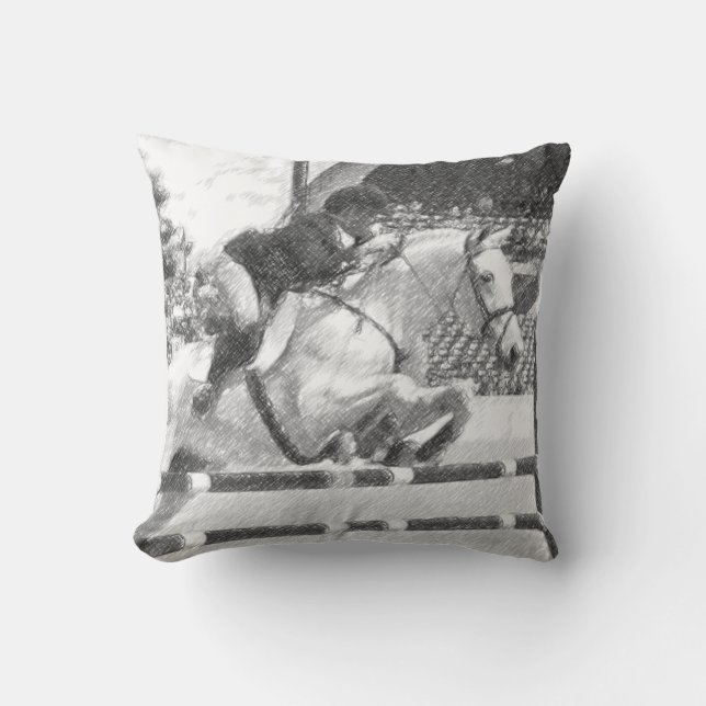 Over Easy - show jumping square pillow (Front)
