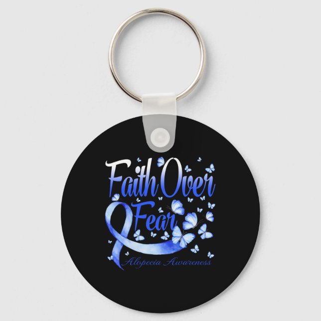 Over Fear Alopecia Awareness Butterfly  Key Ring (Front)