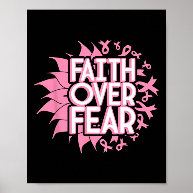 Over Fear Breast Cancer Awareness Christian Pink  Poster (Front)