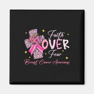 Over Fear Cross Pink Ribbon Christian Breast Cance Magnet