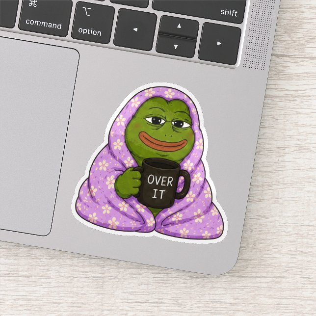 Over It Frog Cosy Meme Sticker (Detail)