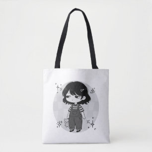 Over It Round Aesthetic Chibi Girl Illustration Tote Bag