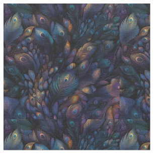 Over lapping peacock feathers fabric