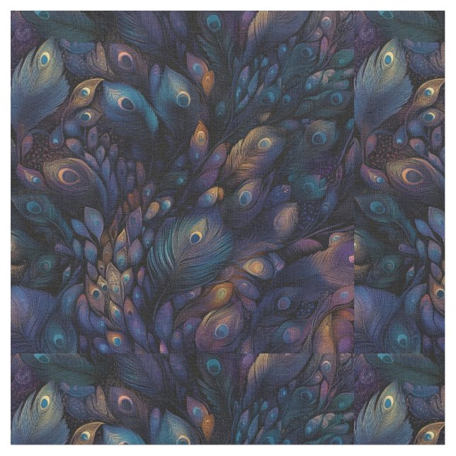 Over lapping peacock feathers fabric (Close Up)