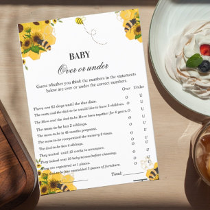 Over or under baby shower game bee themes